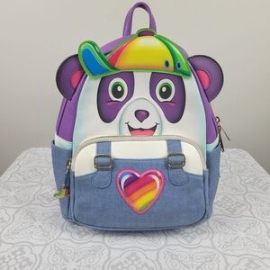 LISA FRANK LOUNGEFLY Painter Panda Heart Rainbow Backpack